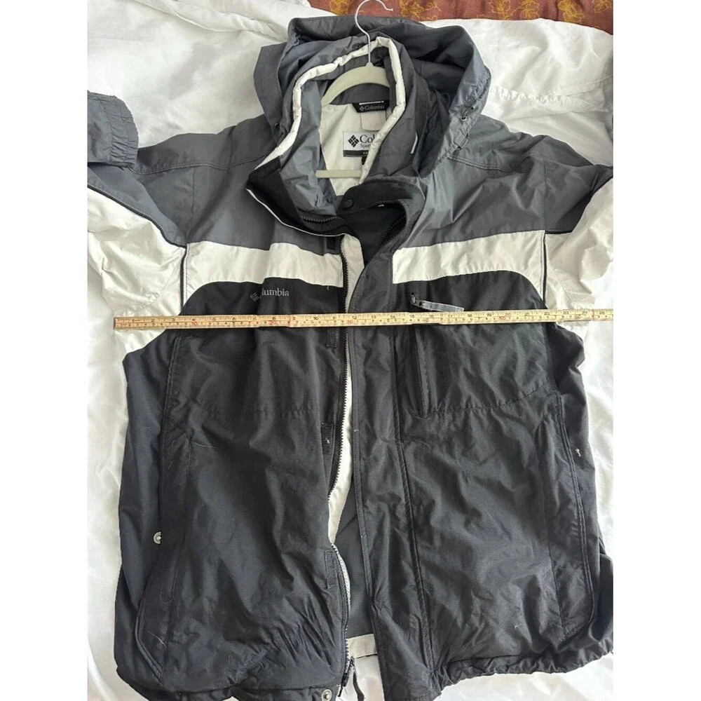 Columbia Interchange Shell Jacket Men’s L Gray Black Hooded Outdoor Windbreaker
